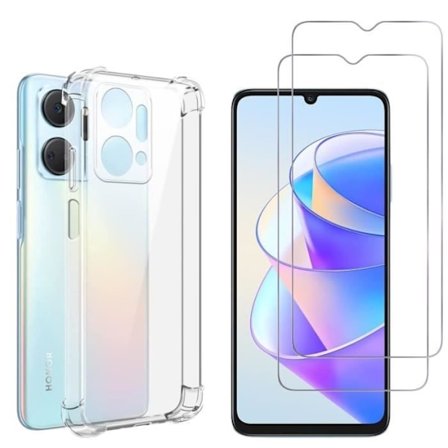 Iskunkestävä kuori Honor X7A:lle ja 2 karkaistua lasia näyttösuojakalvoksi Phonillico