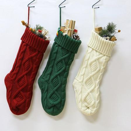 Vinter Stickad Ull Godispåse Strumpor Hängande Julklapp