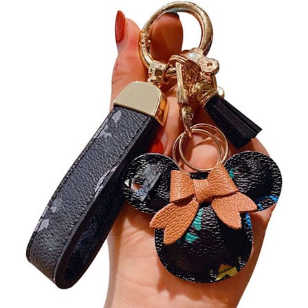 Mænd Kvinder Vintage Style Læder Muse Hoved Nøglering Nøgle-Ring,Kvast Læder Vedhæng Damer Nøglering