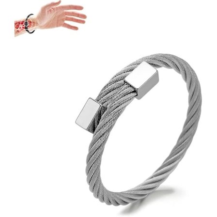 Crainoc Titanium Bangle, Crainoc Titanium Armbånd, Lymfedrænage Armbånd Magnetterapi Kvinder Mænd(sølv)