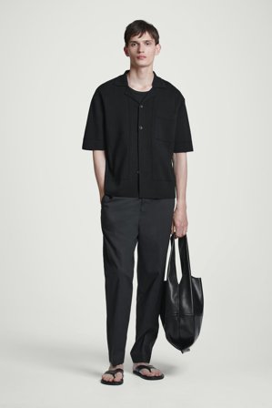 COS Men's Pantalone A Gamba Dritta In Cotone in Nero