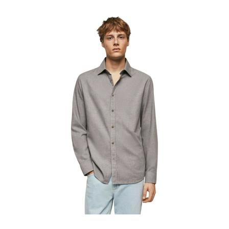 Mango Skjorte i struktureret bomuld, slim fit Grå, Herre Skjorter, Størrelse: XL