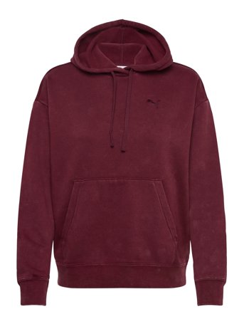 PUMA Ess Elevated Relaxed Wash Hoodie Fl - Burgundy - XS