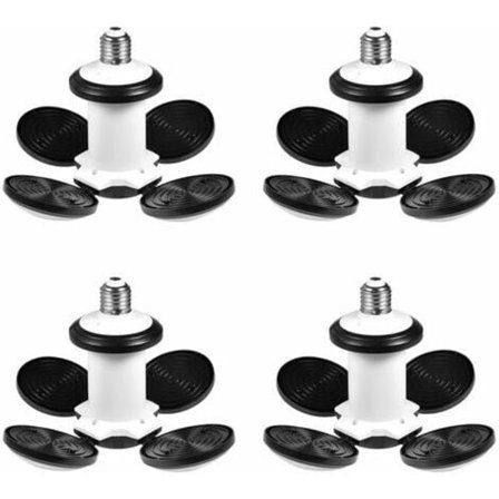 4-pack garagebelysning, 60 W LED-garagebelysning E27 E26 Deformerbar 4-panel justerbar superljus LED-taklampa för Gara