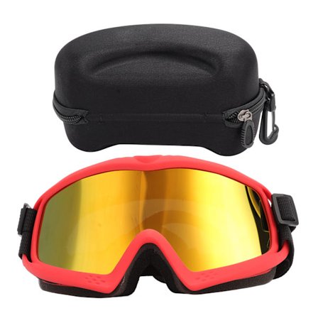 Hunde solbriller vind- og støvtætte UV-beskyttelse justerbare kæledyrsbriller til skiløb cykling rejser rød ramme rødt glas