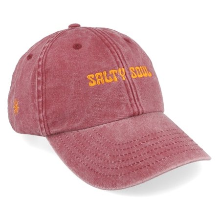 Salty Soul - "Orange Logo Red Dad Cap " Unconstructed Red Cap - @ Hatstore