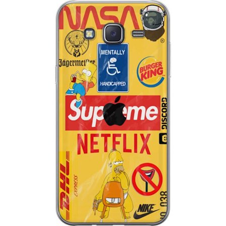 Kompatibel Gennemsigtig cover til Samsung Galaxy J5 Retro NASA kollage med popkulturelle elementer, humoristisk design med satirisk gadekunst vibe, fa