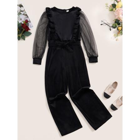 Kvinnor Höst Rundhals Ruffled Chic Högkvalitativa Jumpsuits Lad