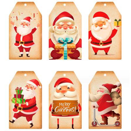 60 Vintage julklappsetiketter, julklappsetiketter med