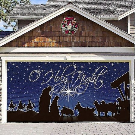 7x 4,9 m Glædelig Jul Julebanner Garageport Cover Stort Dør Cover