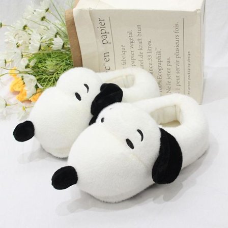 Plysjtøfler, innendørs bomullstøfler for par, hjemmesko All-inclusive Snoopy sko