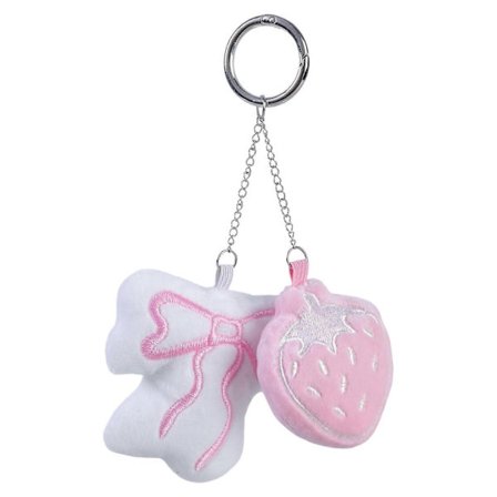 Plysch Jordgubbe Rosett Nyckelring Härliga Dekorationer Nyckelring Prydnad Ryggsäck Handväska Charm Hänge Gåva till Flickor