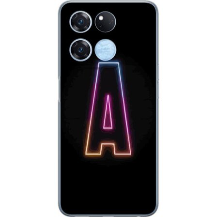 Kompatibel Mobilcover til OnePlus OnePlus Ace Racing Minimalistisk neonbogstav A i regnbuefarvet lys mod sort baggrund i moderne typografisk stil