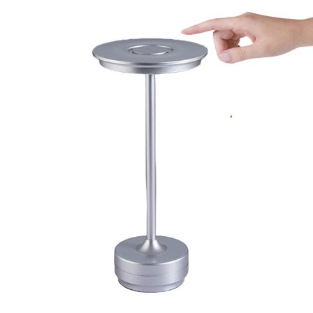 Bordlampe, LED-skrivebordslampe, Genopladelig lampe, Sengelampe til soveværelse, stue, restaurant (sølv)