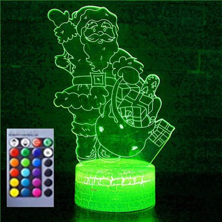 3D Julenissen nattlys bordsklampe optisk illusjon lamper 16 fargeendrende lys LED bordlampe jul hjem kjærlighet bursdag barn barn leketøy gave