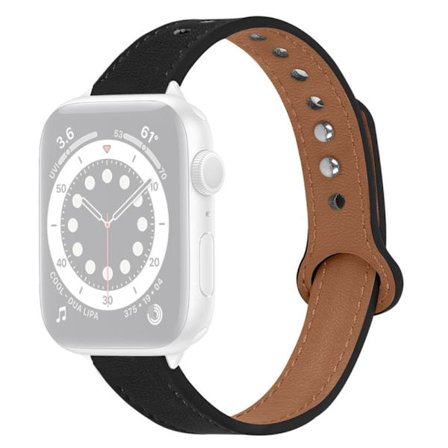 Apple Watch Series 8 (45mm) / Watch Ultra klockarmband i äkta koskinn - Svart