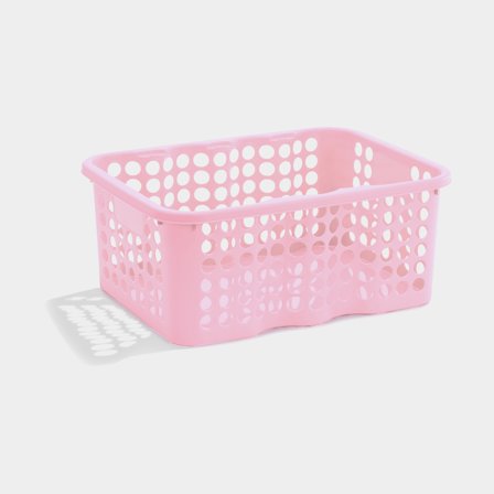 Förvaringskorg i plast Nordiska Plast Rondo, rosa, 385 x 295 x 170 mm, 12 liter