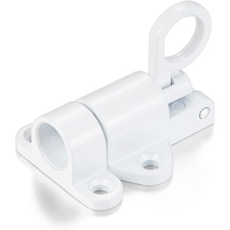 5-pack Vita Självstängande Lås - Slitstarka Bultar i Aluminiumlegering med Fjäder för Säkra Grindar, Fönster och Skåp med Skruvar