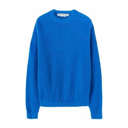 Off White, Round-neck Knitwear Blauw, Heren, Maat:S