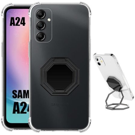 Coque - BOOLING - för Samsung Galaxy A24 - Stötdämpande - Fällbart Stöd - Transparent Grå