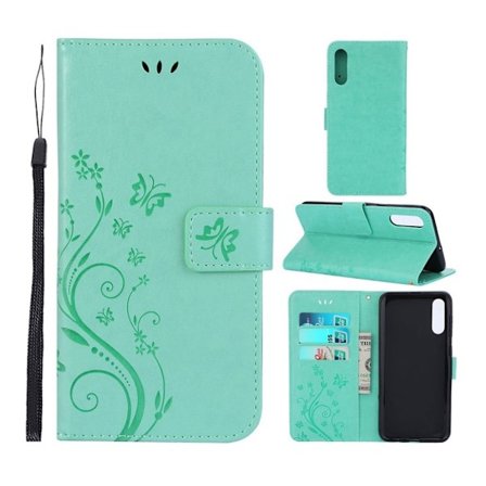 Butterfly läder Samsung Galaxy A50 fodral - Grön