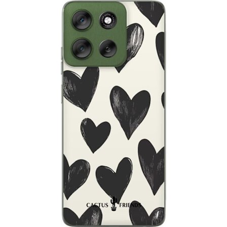 Kompatibel Mobilcover til Motorola Motorola Moto G56 Cactus and Friends - Bold Black Love Pattern