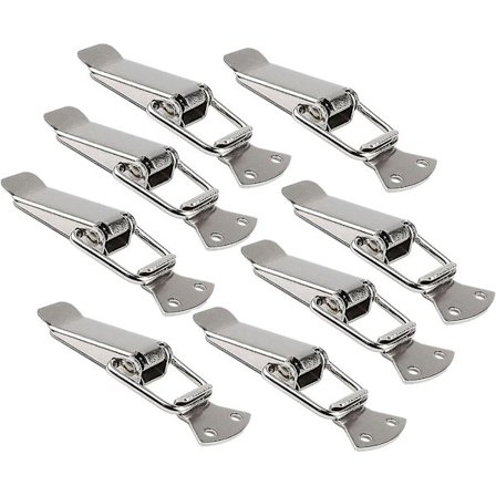 8 kpl ruostumattomasta teräksestä valmistettuja kiristyslukkoja ruuveilla, 56 mm vipulukko, jousisalpalukko, kiinnitysklipsi