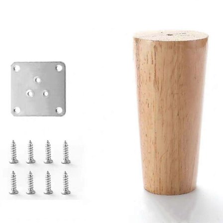 Sett med sofa ben i massivt tre, lenestoler, nattbord, garderober, skuffe møbelben (høyde 10 cm)