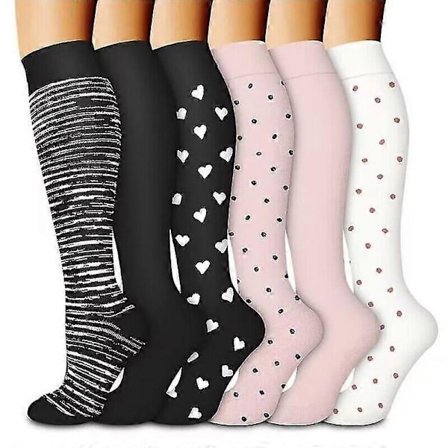 Kompresjonsstrømper for kvinner og menn 6 par, beste støtte for løping