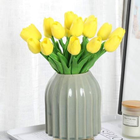 Kunstige tulipaner falske fest DIY-dekorasjon (gul - 10 stk)