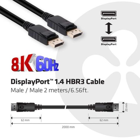 Club 3D DisplayPort-kabel - DisplayPort til DisplayPort - 2 m