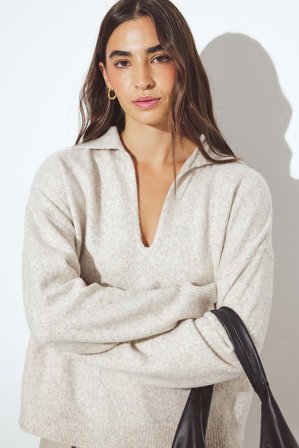 NA-KD Pull en maille à col oversize - Pulls Oversize - Beige - M (EU 38-40)