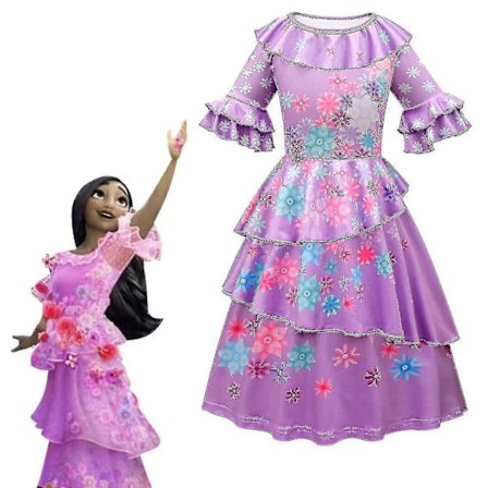 Girl Encanto Princess Isabela Dress Up Kostym Festklänningar-1 Dress (without bag)