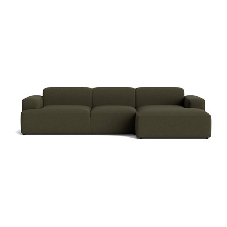 Madrid XL chaiselong sofa, højrevendt - Loop Grøn - 317x101x75cm - Flyder Sofa med bred chaiselong og dybt sæde, komfortabel og rummelig