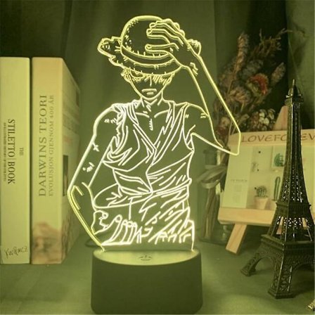 Anime One Piece Luffy Figur Akryl 3D Nattlampa LED Luminaria Bordslampa 7 Färger Touch Ljus Heminredning Födelsedagspresenter
