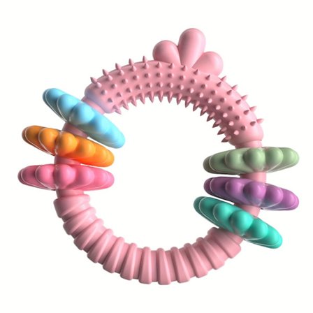 Uforgjengelige tyggeringer for hunder - Slitesterke gummileker for valper for små og mellomstore hunder, interaktive treningsverktøy for å bekjempe 