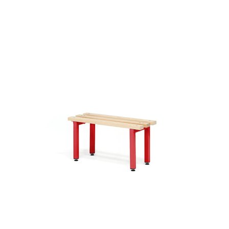 Changing room bench ELITE, 600x300x390 mm, beech, red
