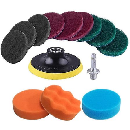 13 Dele Boremaskine Power Scrubber Børste Skuresvampe & Svamp Rensesæt - Universalrengøring Scru