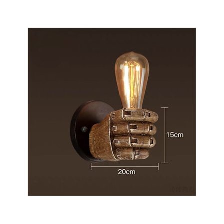 Retro Resin Fist Vägglampa Cross-Border European Bar Restaurang Café Dekorativ Vägglampa Höger Hand 15*20cm 1st