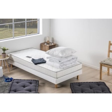 Pakke klar til at sove Madras 90x190 cm + Boxspring + Dyne + 1 pude 60x60 cm - 14 cm - DEKO DREAM TOP