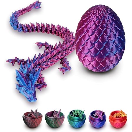 3D-tulostettu lohikäärme munassa, täysin nivelletty lohikäärme kristallilohikäärme lohikäärmeenmunalla, kodin toimiston sisustus johtajan työpöydän 