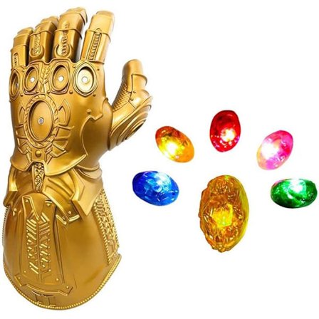 Thanos Handske LED Ljusupplyst Handskar för Barn Vuxna Thanos Handske med Infinity Stones Power Glove med Ädelstenar Halloween Cosplay Party Rekvisita