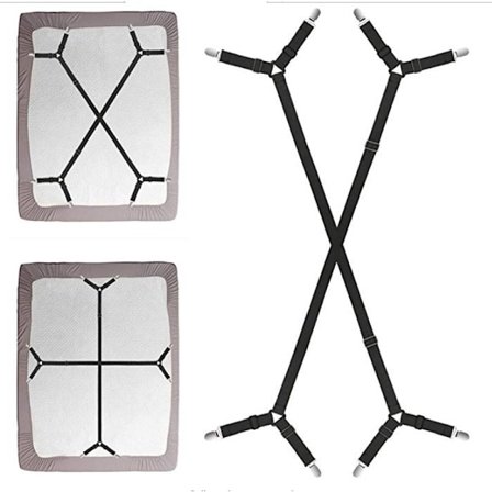 (2 sæt/4 stk, sort) Lagenklemme Stropper - 2 vejs justerbar