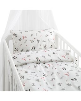 Sengetøj til tremmeseng Julekvist 2-delt Hvid