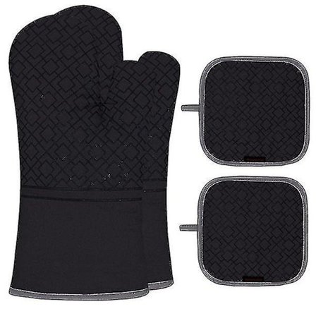 Ovnvotter og grytekluter sett med 4 deler, ovnvotter kjøkkenvotter silikon kokevotter Niuniu