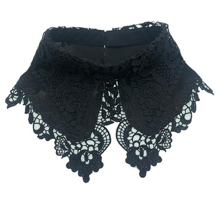 Hvit Blondebrodert Falsk Krage, Avtakbar Blusekrage med Blomsterdesign, Halv Falsk Skjortekrage for Kvinner, Stilig Blondekrage for Kjole