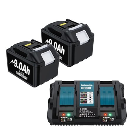 Makita 18V batteri, 9000mAh kapacitet, kompatibel med BL1850B, BL1840B, BL1860, 2 BATTERI 6A LADDARE