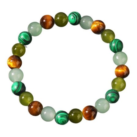 Angsthelbredende stenarmbånd, tigerøje sten, påfuglesten perlearmbånd Valentinsdagsgave