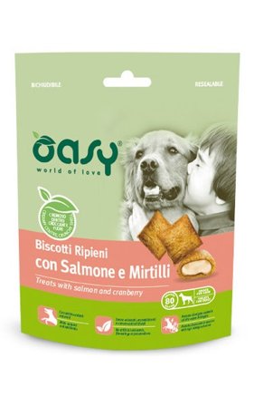 Oasy Snack per Cani Biscotti Ripieni con Salmone e Mirtilli Rossi