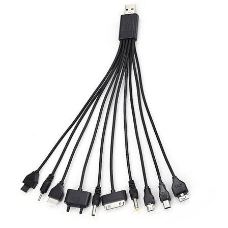 1 stk. 10-i-1 Multifunktionel Oplader USB-kabler Til Ipod Motorola Nokia Samsung Lg Sony Ericsson Forbrugerelektronik Datakabler